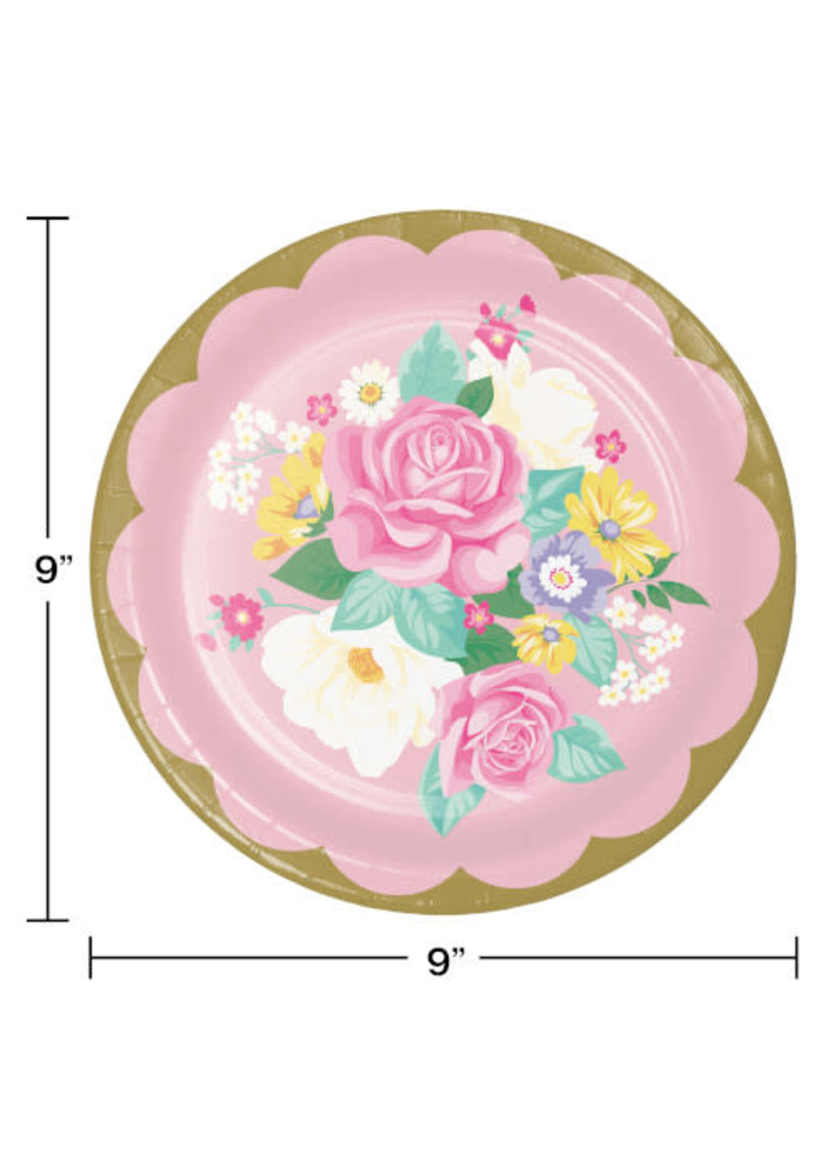 PAPER PLATE  8CT FLORAL TEA PARTY