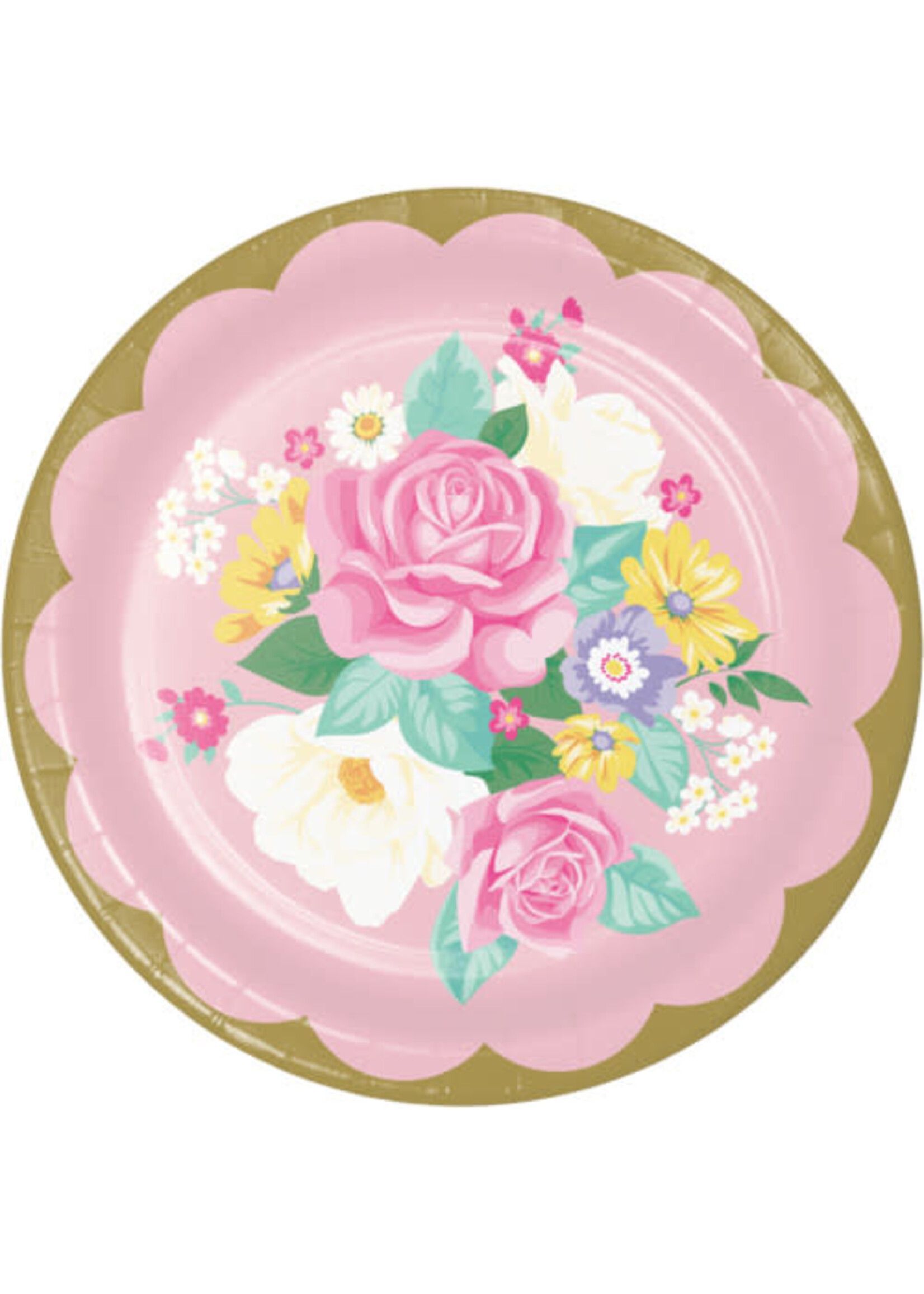 PAPER PLATE  8CT FLORAL TEA PARTY