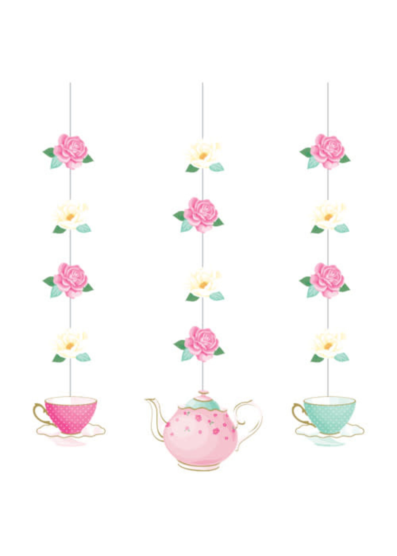 HANGING DANGLERS  3CT FLORAL TEA PARTY