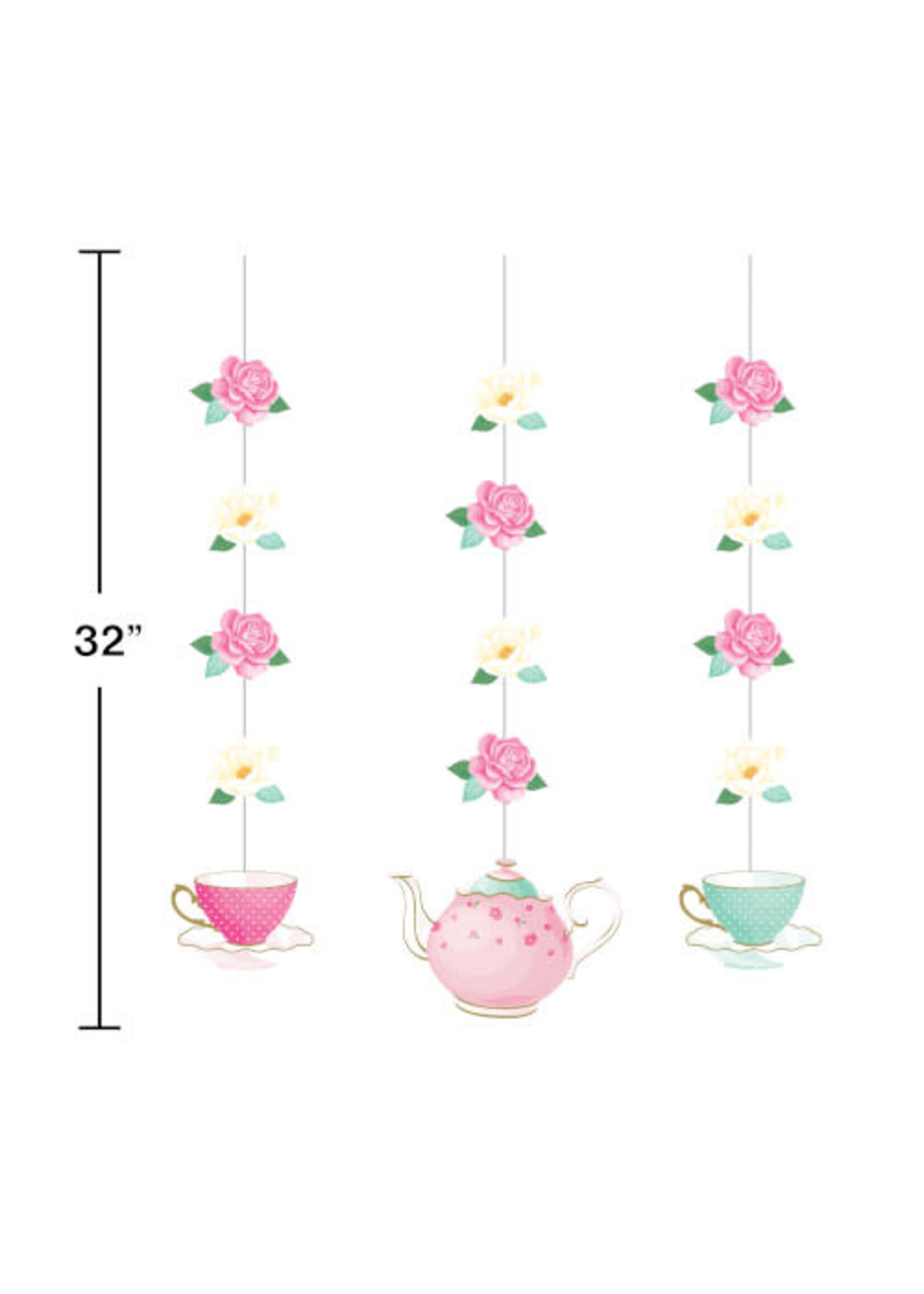 HANGING DANGLERS  3CT FLORAL TEA PARTY