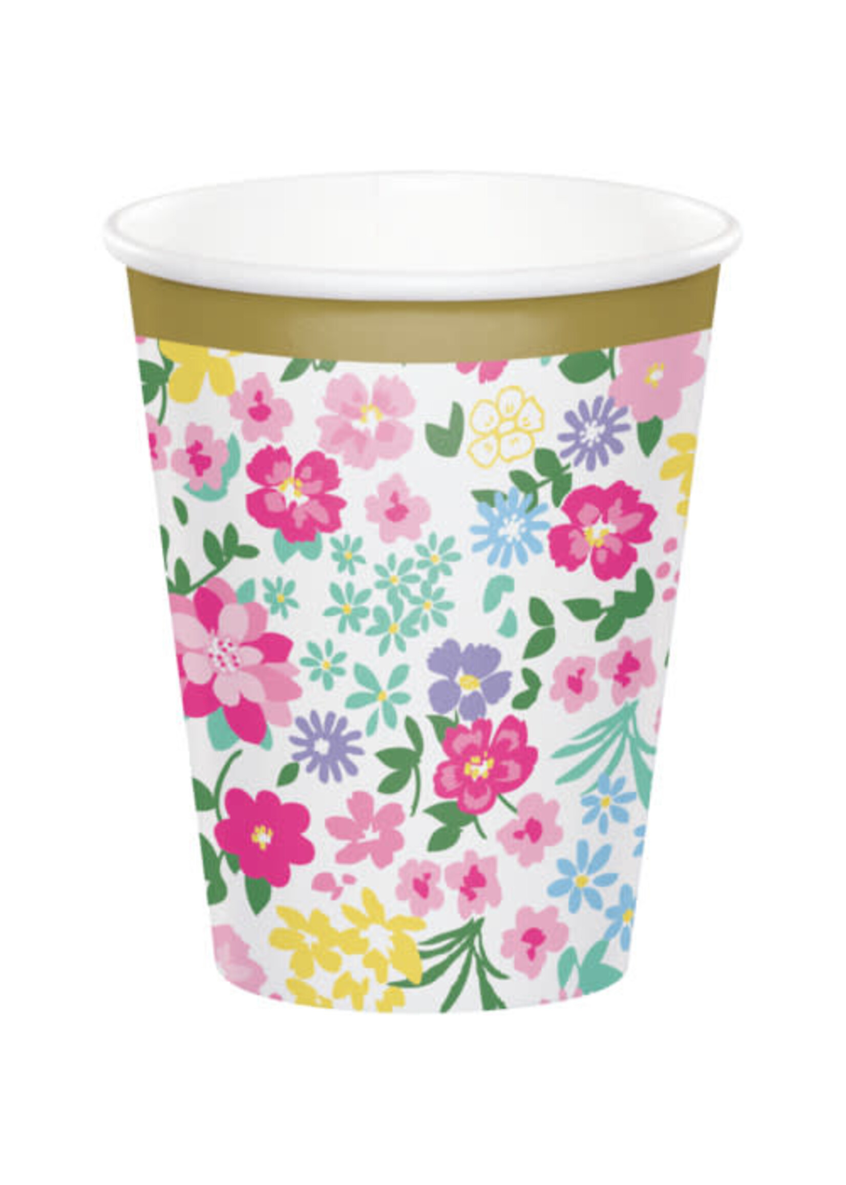 PAPER CUP 8CT FLORAL TEA PARTY