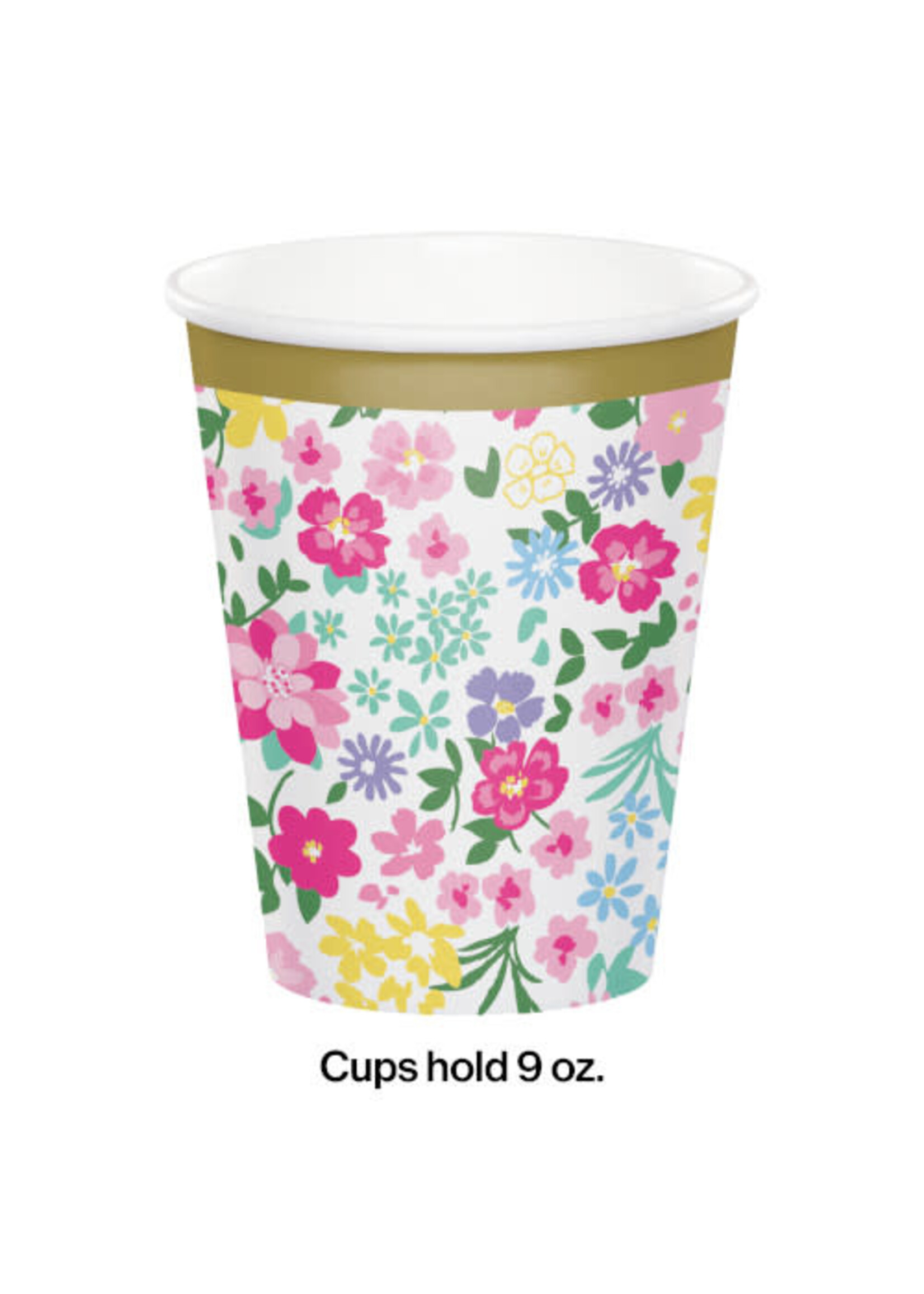 PAPER CUP 8CT FLORAL TEA PARTY