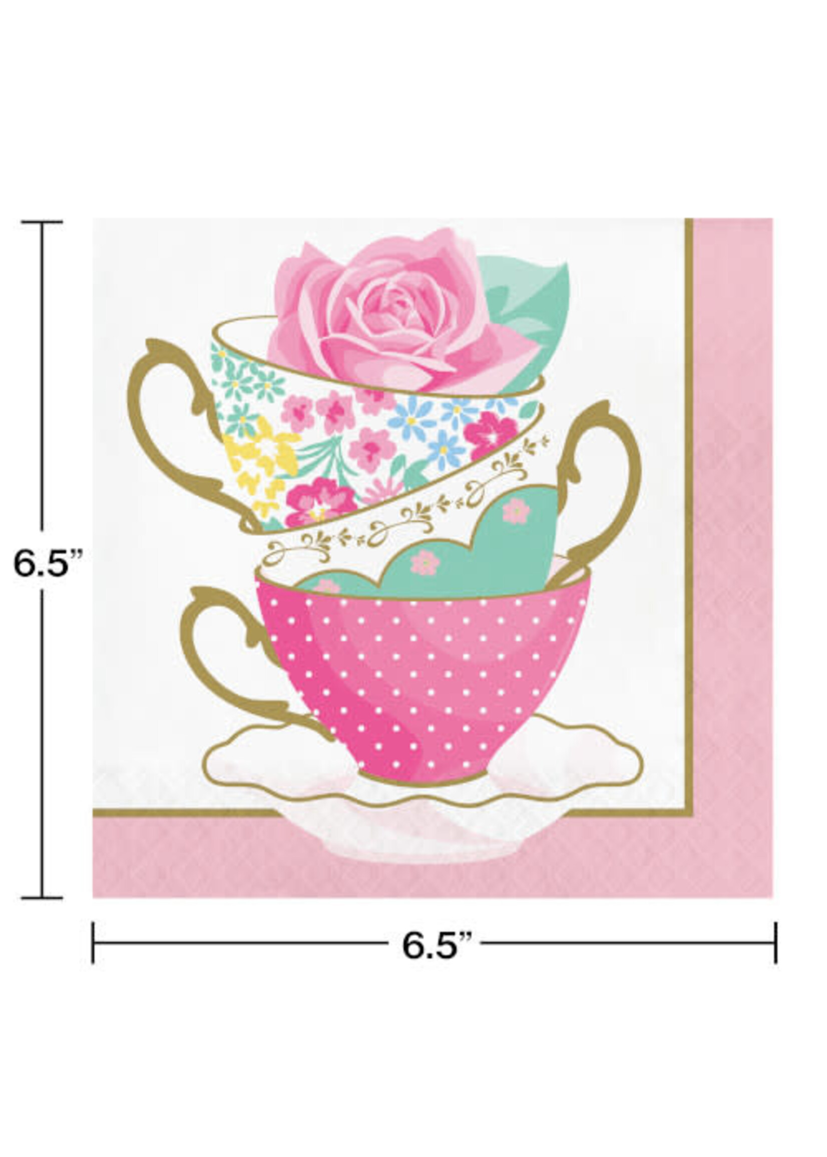 LUNCH NAPKINS 16CT 2P FLORAL TEA PARTY TEACUP