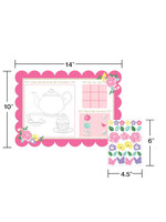 PLACEMAT W/STCKERS 8CT FLORAL TEA PARTY