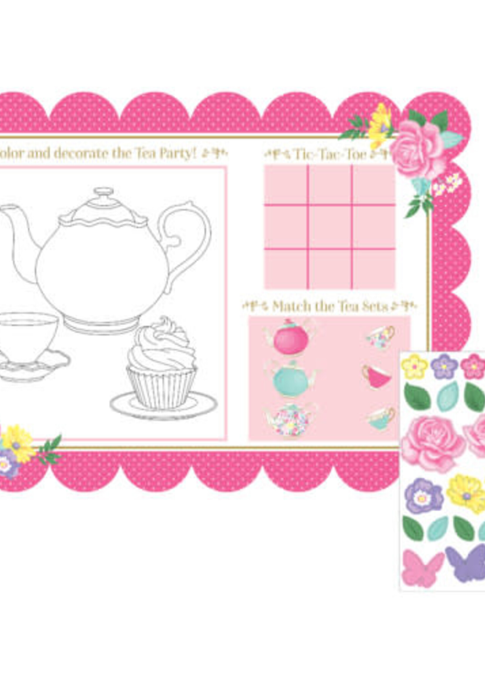 PLACEMAT W/STCKERS 8CT FLORAL TEA PARTY