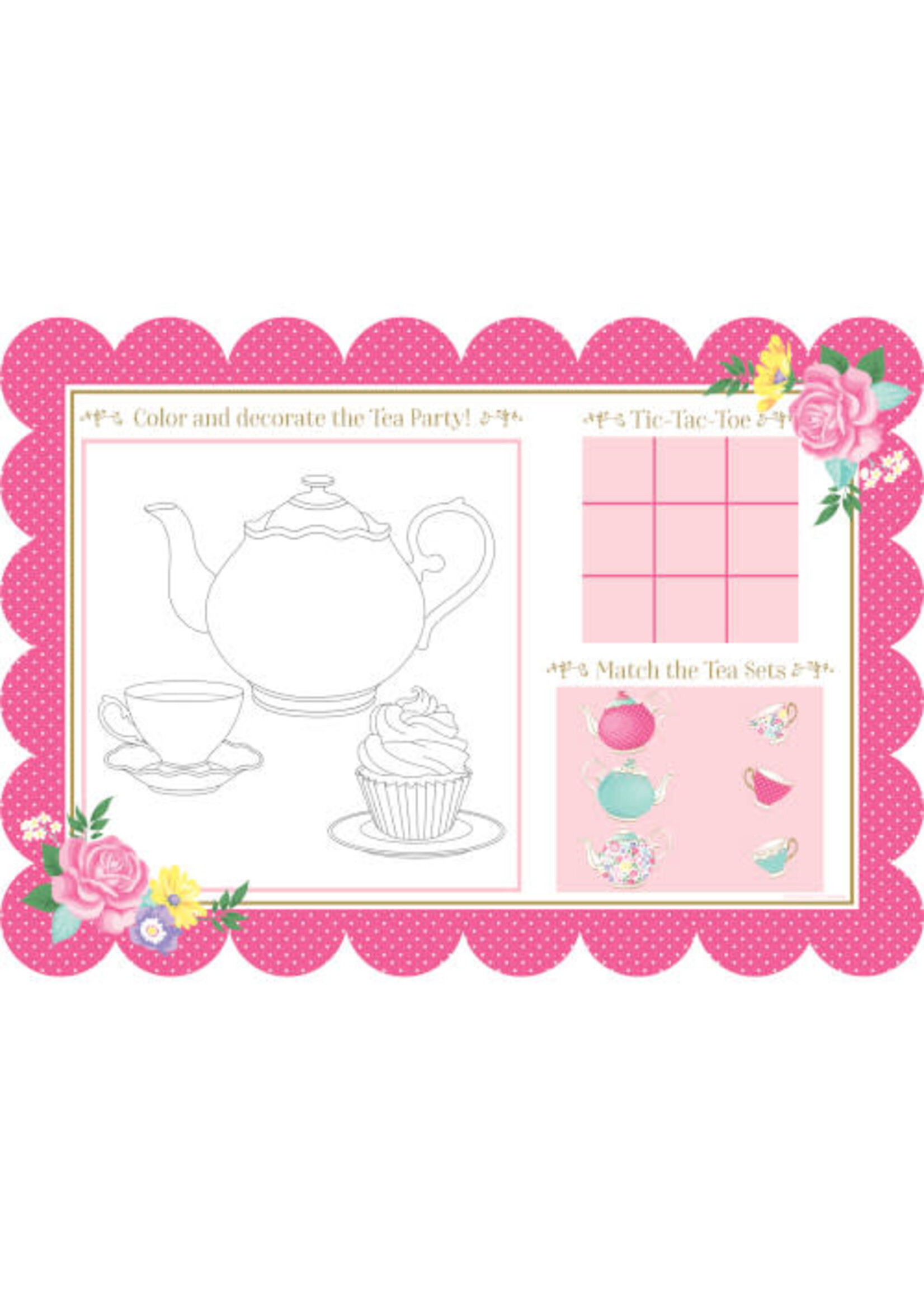 PLACEMAT W/STCKERS 8CT FLORAL TEA PARTY