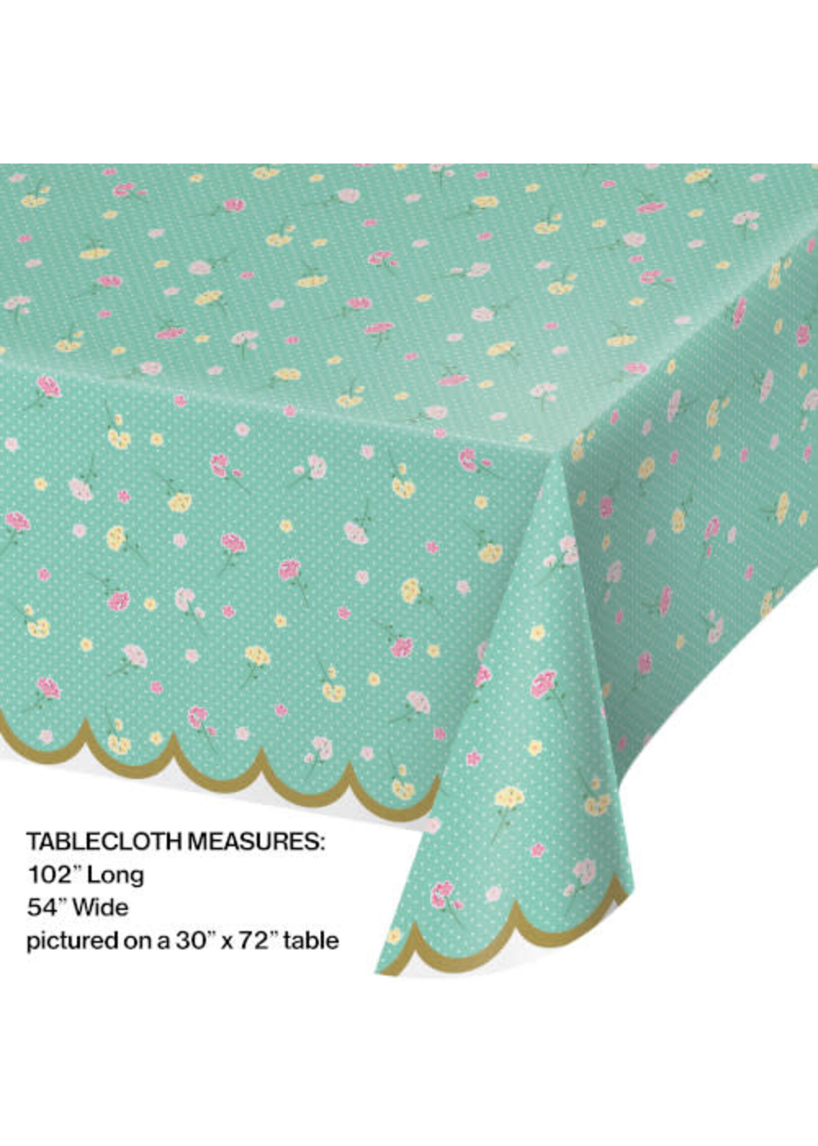 TABLE COVER 1CT 54X102 FLORAL TEA PARTY
