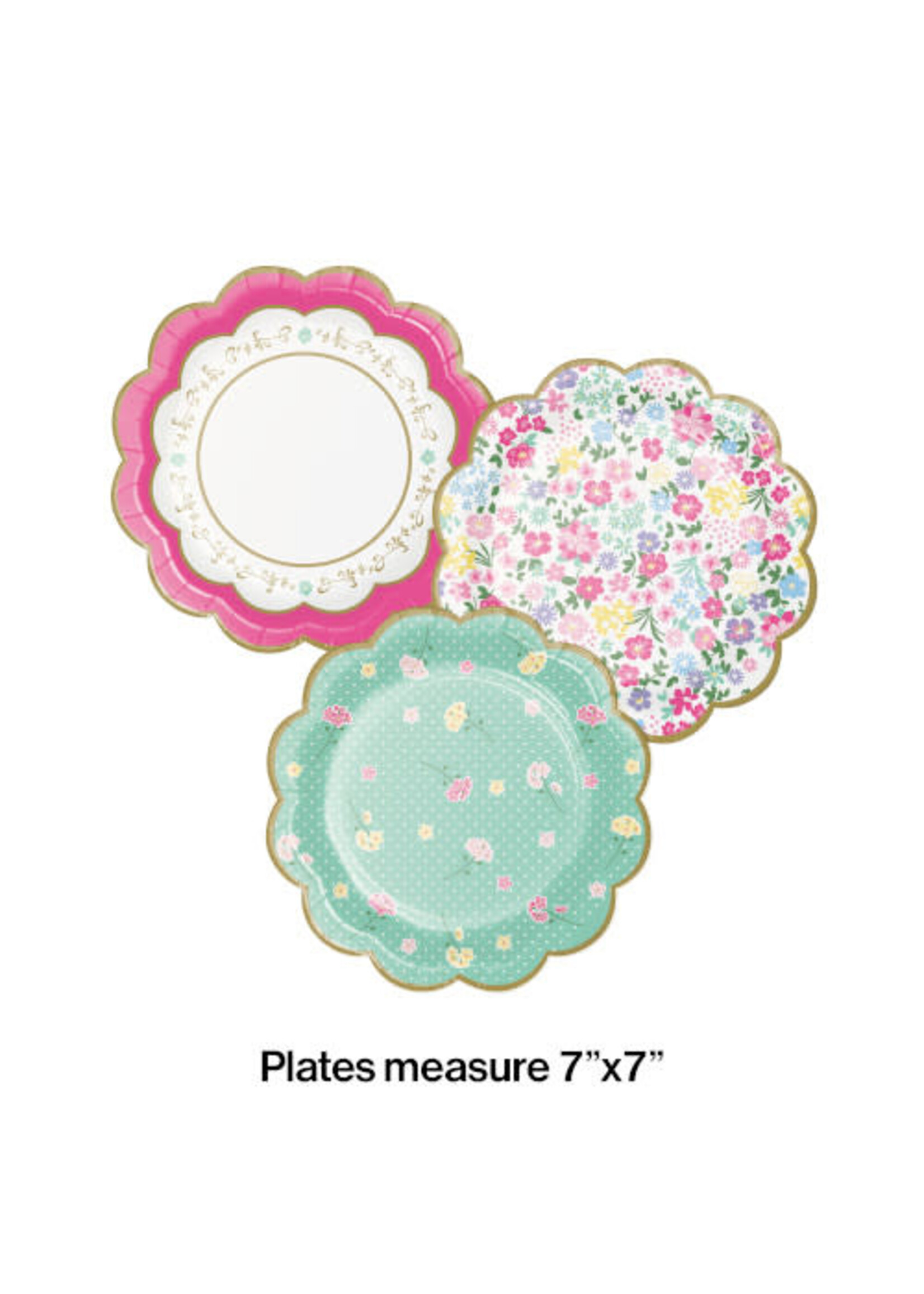 PLATES 8CT FLORAL TEA PARTY