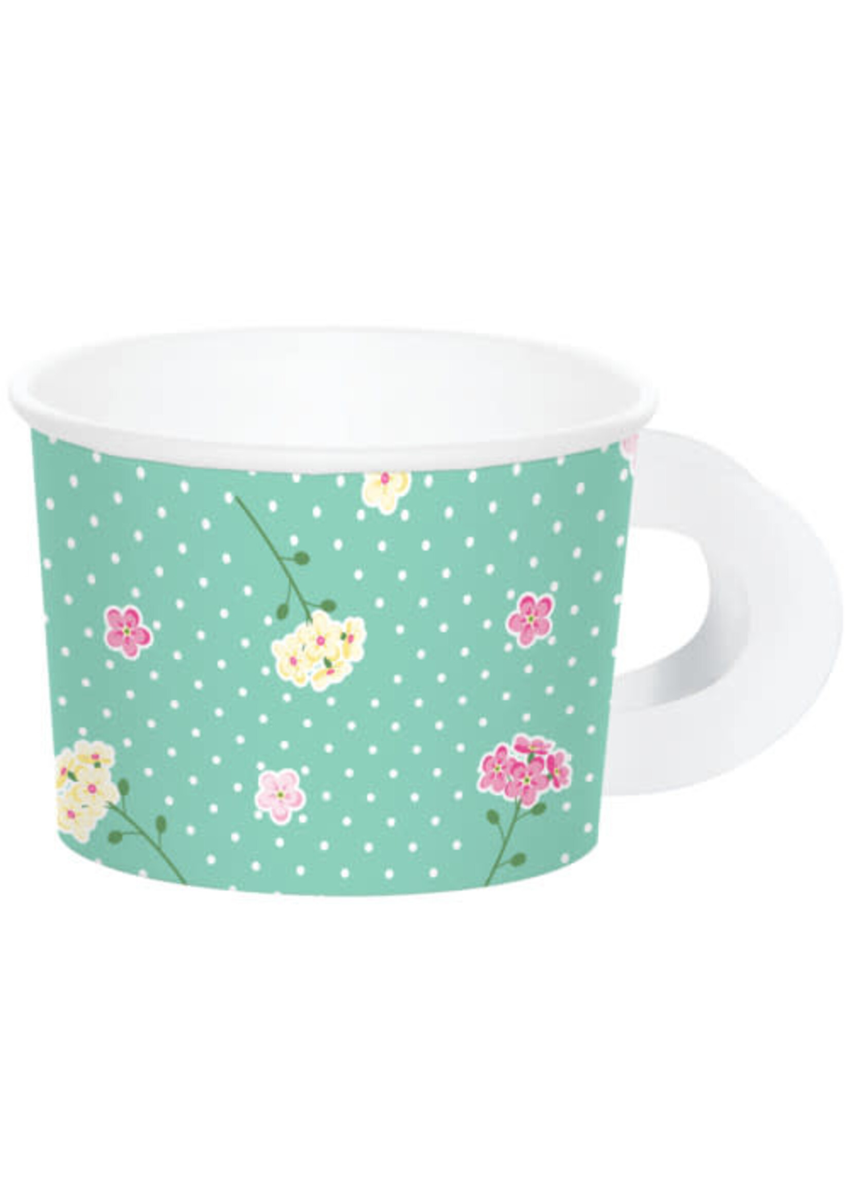 TEACUP W/HANDLE 8CT ASST FLORAL TEA PARTY