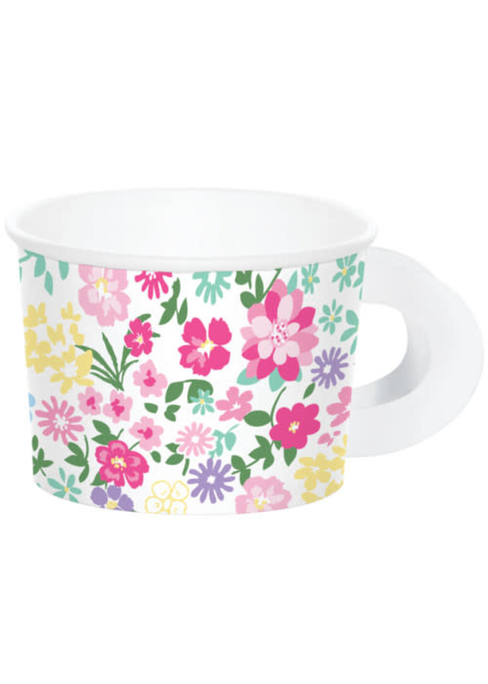 TEACUP W/HANDLE 8CT ASST FLORAL TEA PARTY