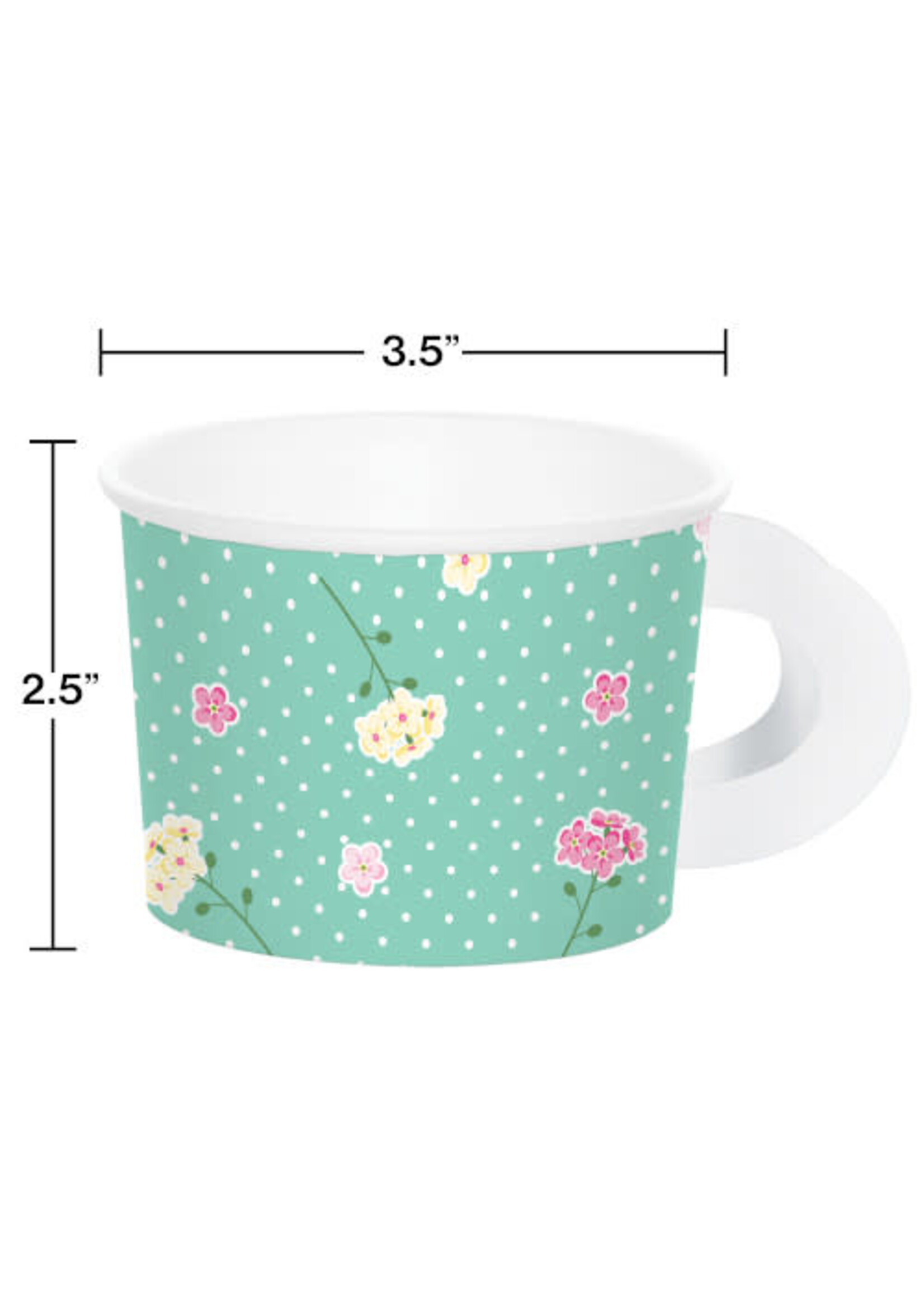 TEACUP W/HANDLE 8CT ASST FLORAL TEA PARTY