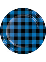 PLATE 8CT BLUE BLACK BUFFALO PLAID
