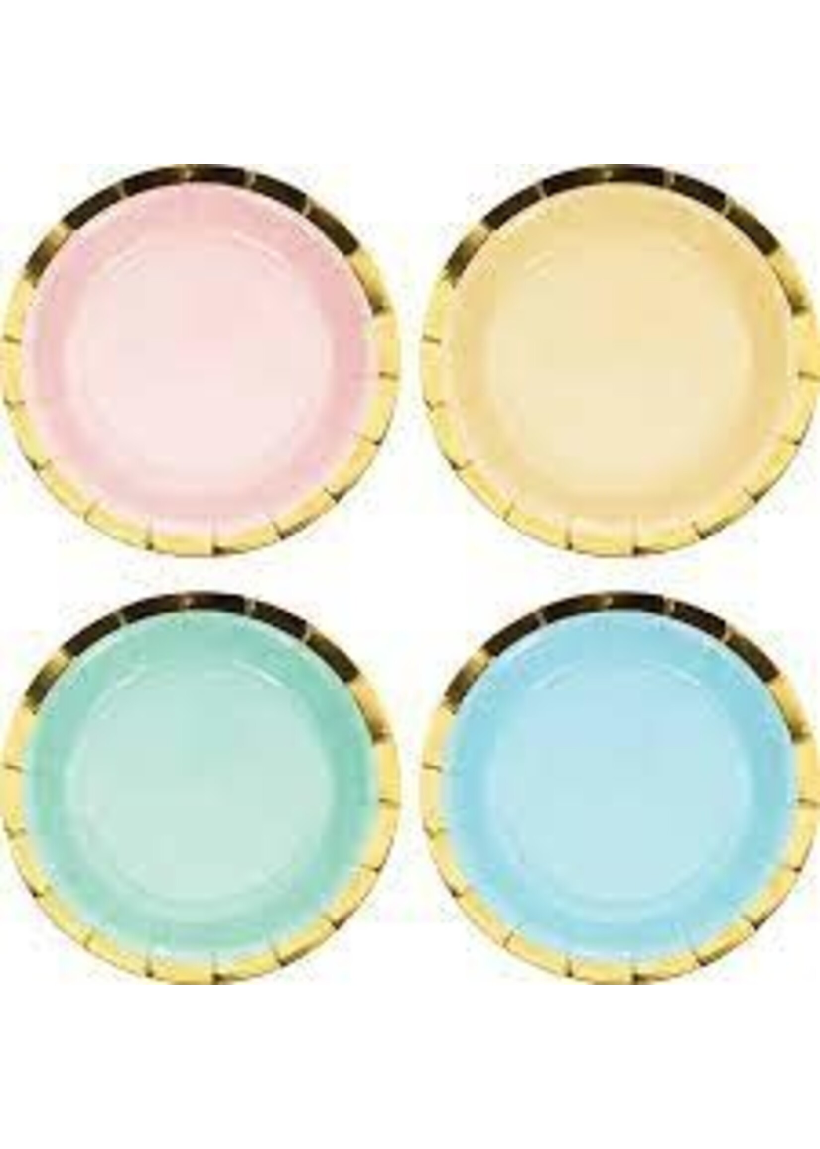 PAPERR PLATES 7"  8CT ASST PASTEL CELEBRATIONS