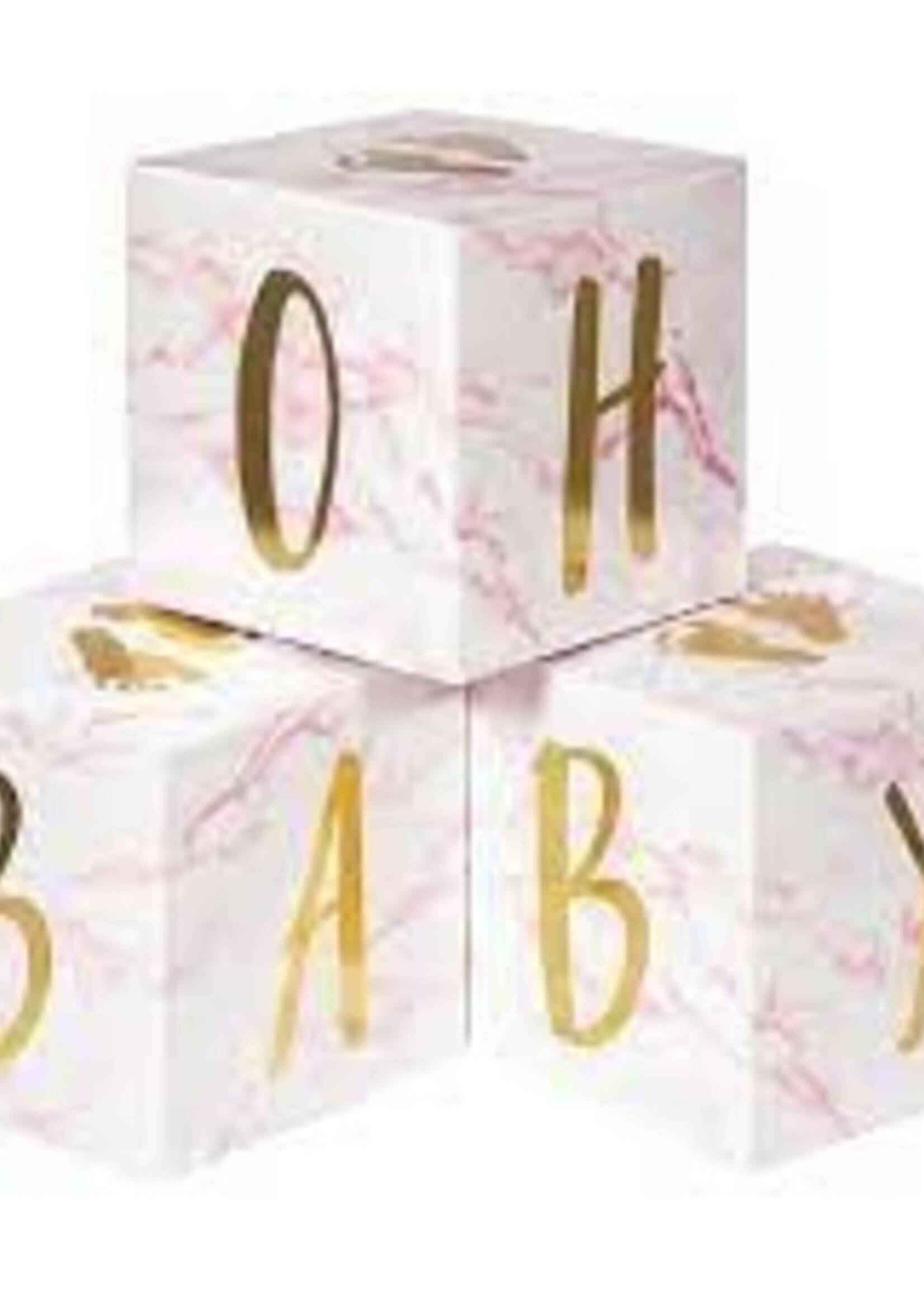 BABY BLOCKS 3CT FOIL PINK MARBLE