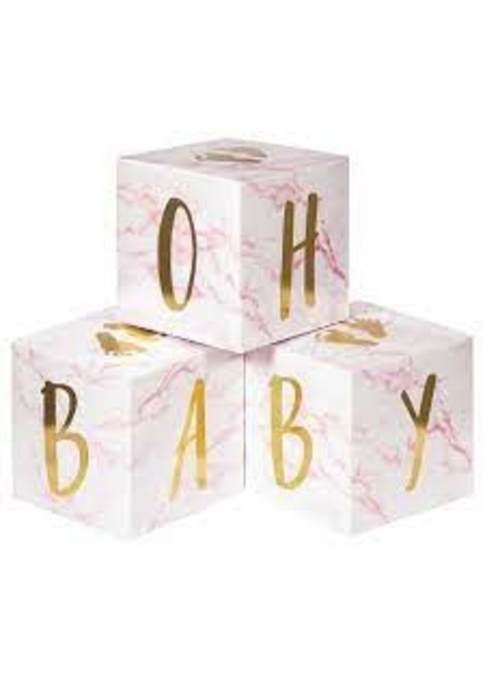 BABY BLOCKS 3CT FOIL PINK MARBLE
