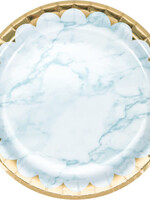 Paper Plate  9”  8CT FOIL BLUE MARBLE