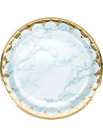 Paper Plate  9”  8CT FOIL BLUE MARBLE