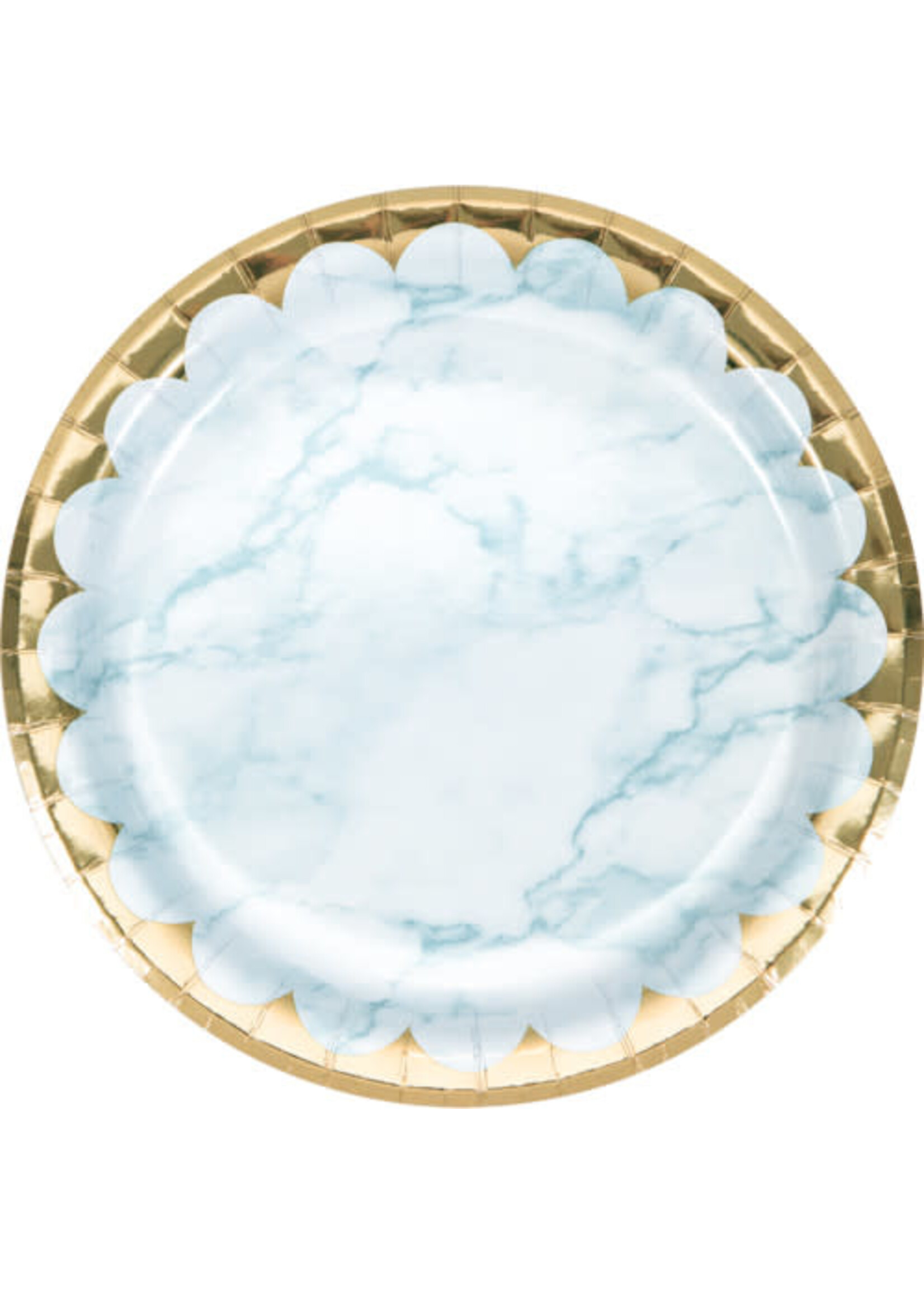 Paper Plate  9” 8CT FOIL BLUE MARBLE