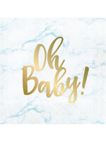 NAPKIN 16CT FOIL BABY BLUE MARBLE