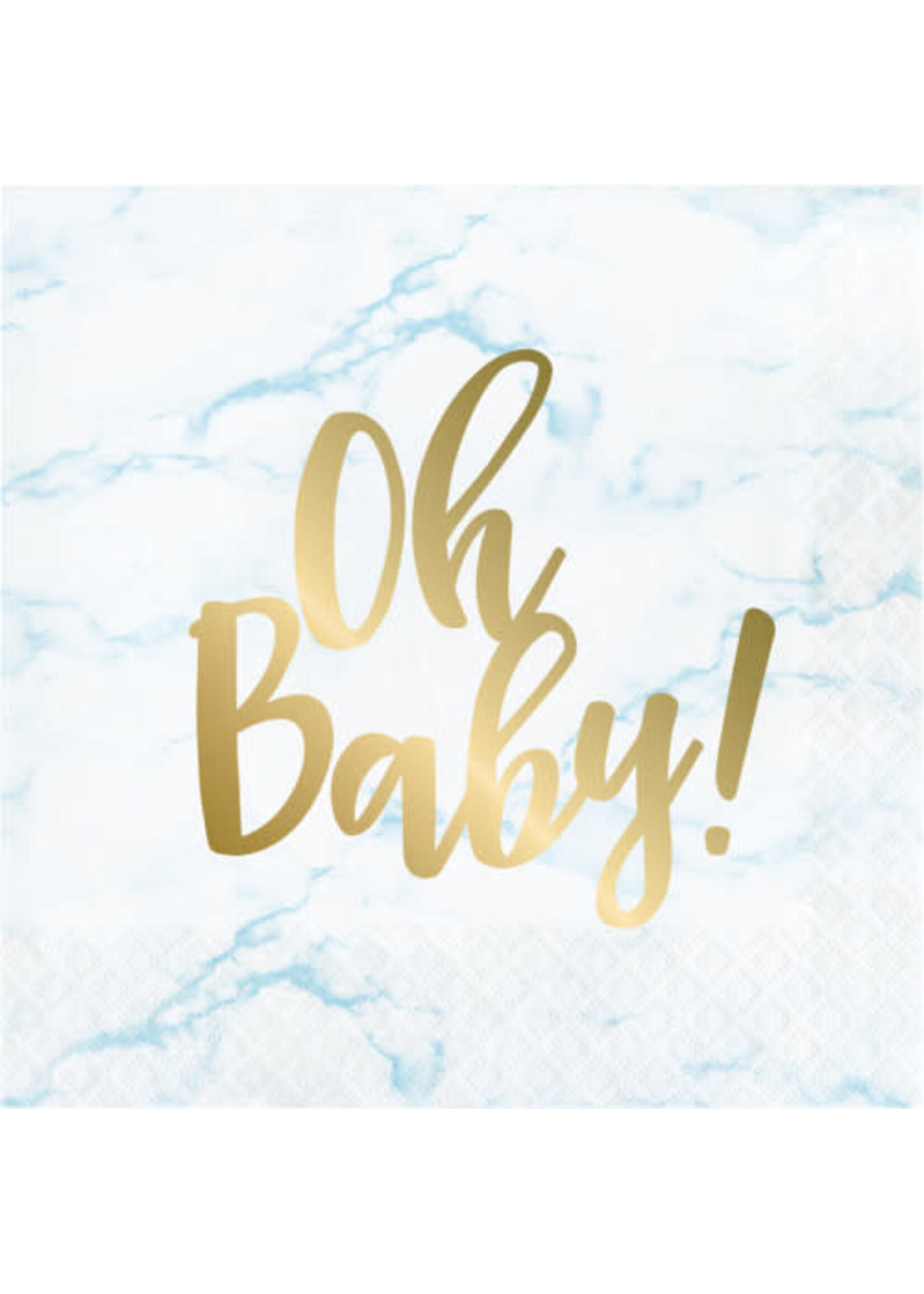 NAPKIN 16CT FOIL BABY BLUE MARBLE