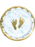 PLATE 8CT FOIL BABY BLUE MARBLE