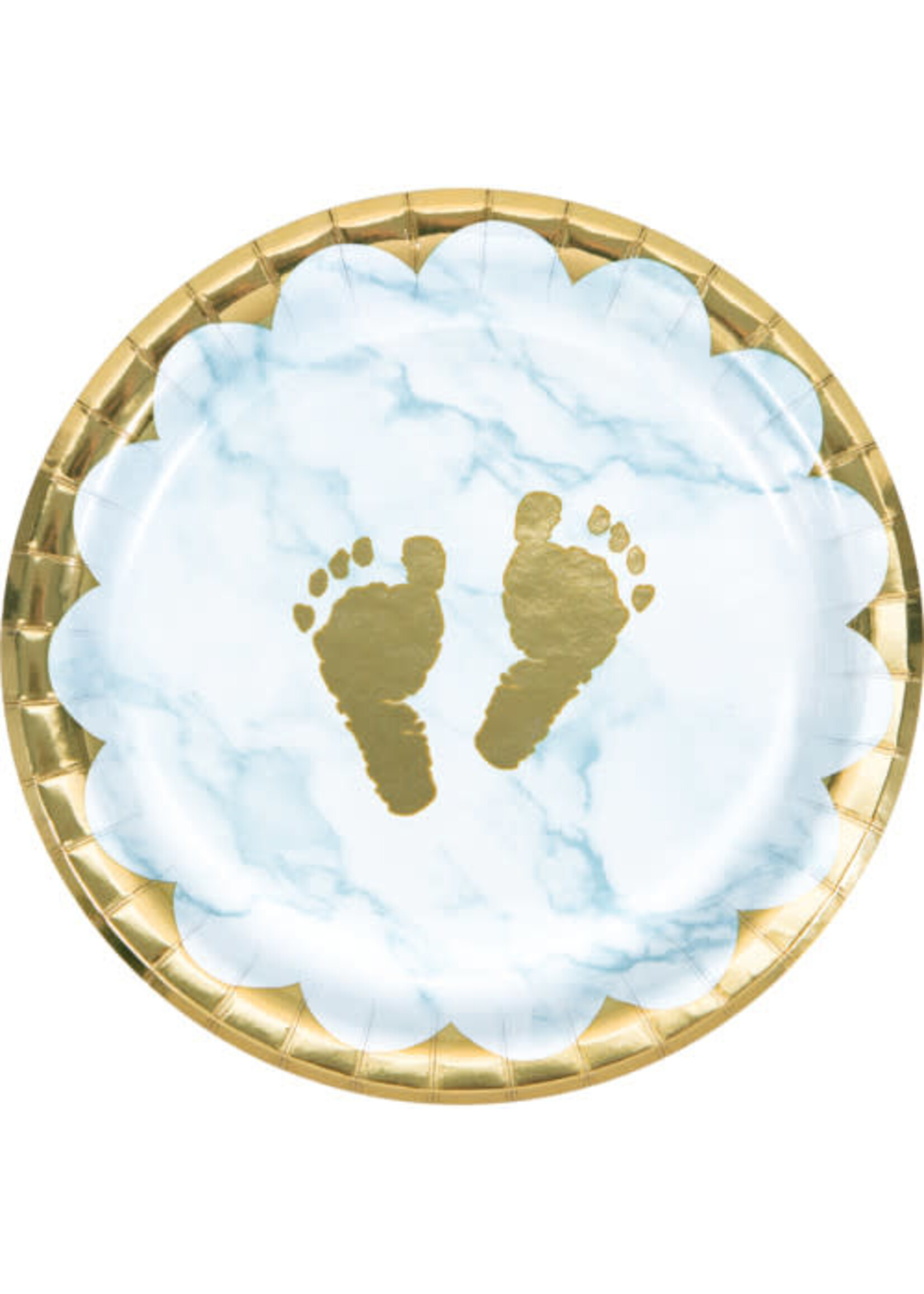 PLATE 8CT FOIL BABY BLUE MARBLE