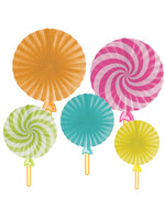 PAPER  FANS 5CT CANDY SHOP