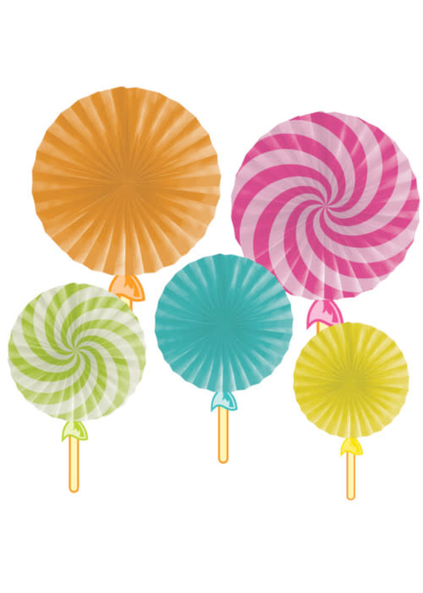 PAPER  FANS 5CT CANDY SHOP
