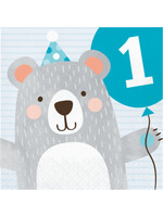 LUNCH NAPKIN 16CT 1ST BIRTHDAY BEAR-BD