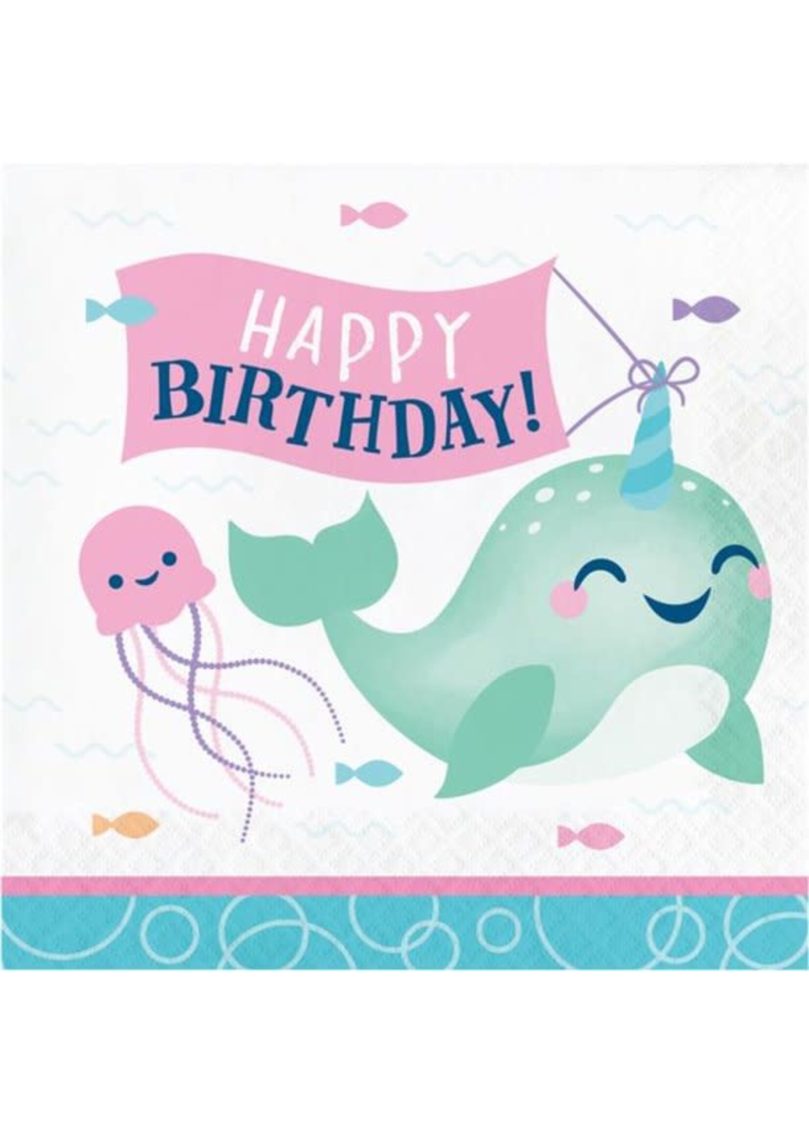 NAPKINS 16CT HBD NARWHAL PARTY