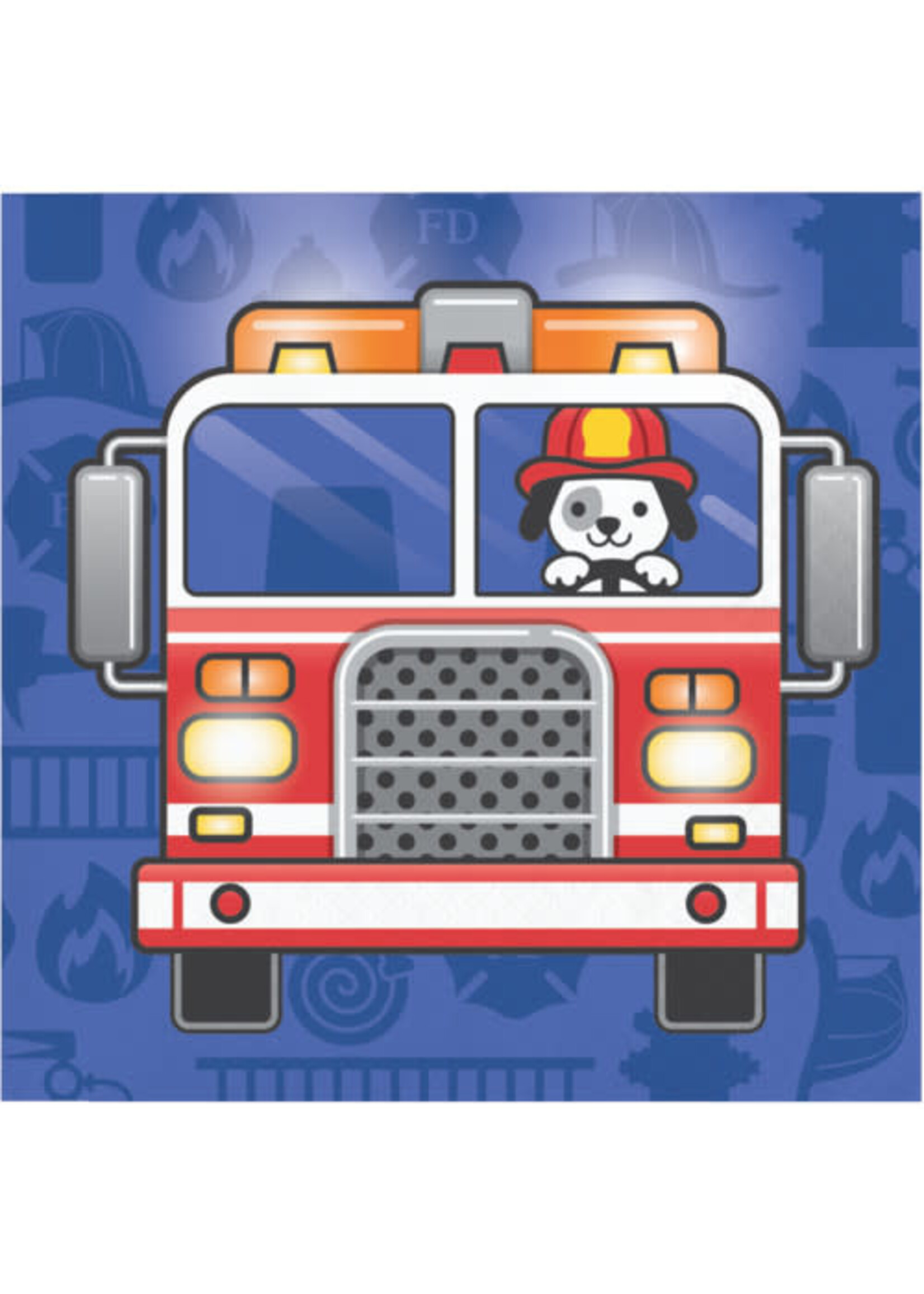 BEVERAGE NAPKIN 16CT FLAMING FIRE TRUCK