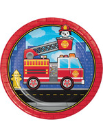 PLATE 8CT FLAMING FIRE TRUCK