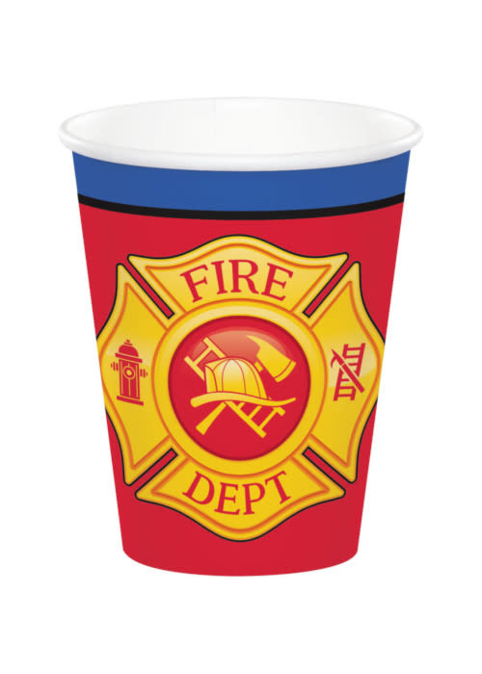 9OZ. CUP 8CT FLAMING FIRE TRUCK