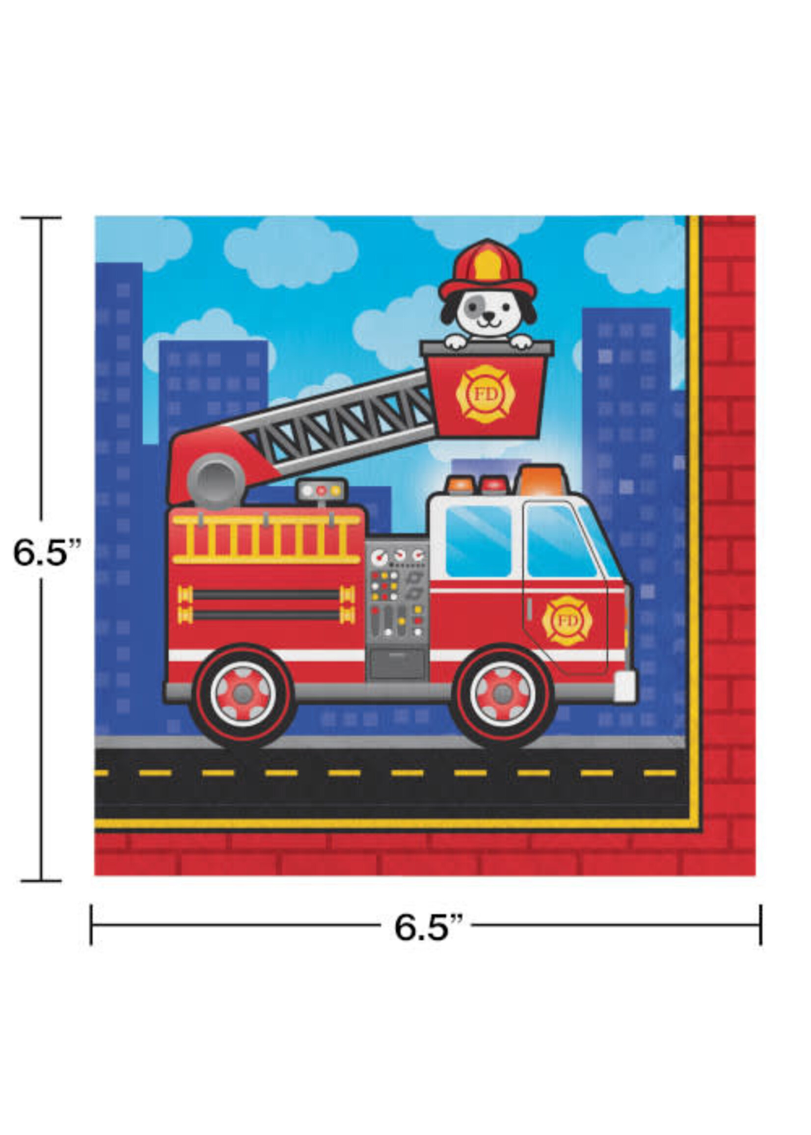 LUNCH NAPKIN 16CT FLAMING FIRE TRUCK