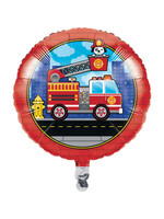 FOIL BALLOON 18" FLAMING FIRE TRUCK