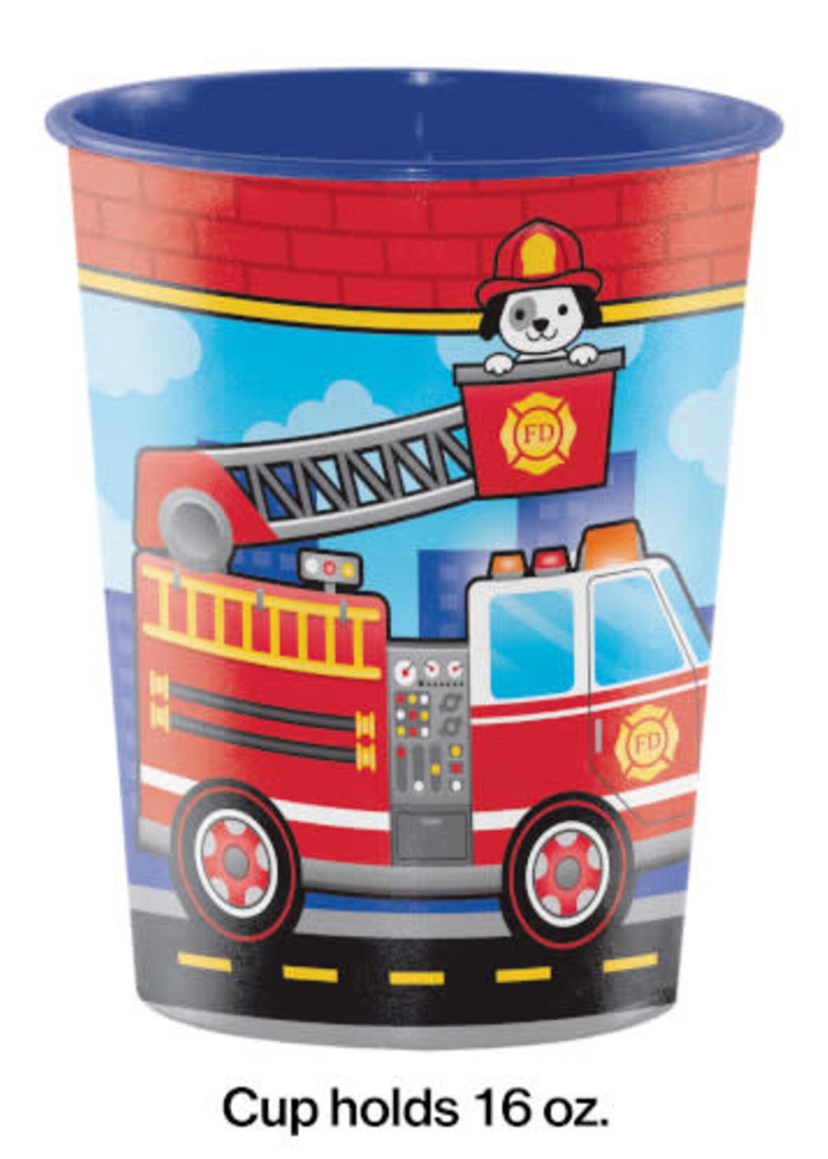 16oz. CUP FLAMING FIRE TRUCK