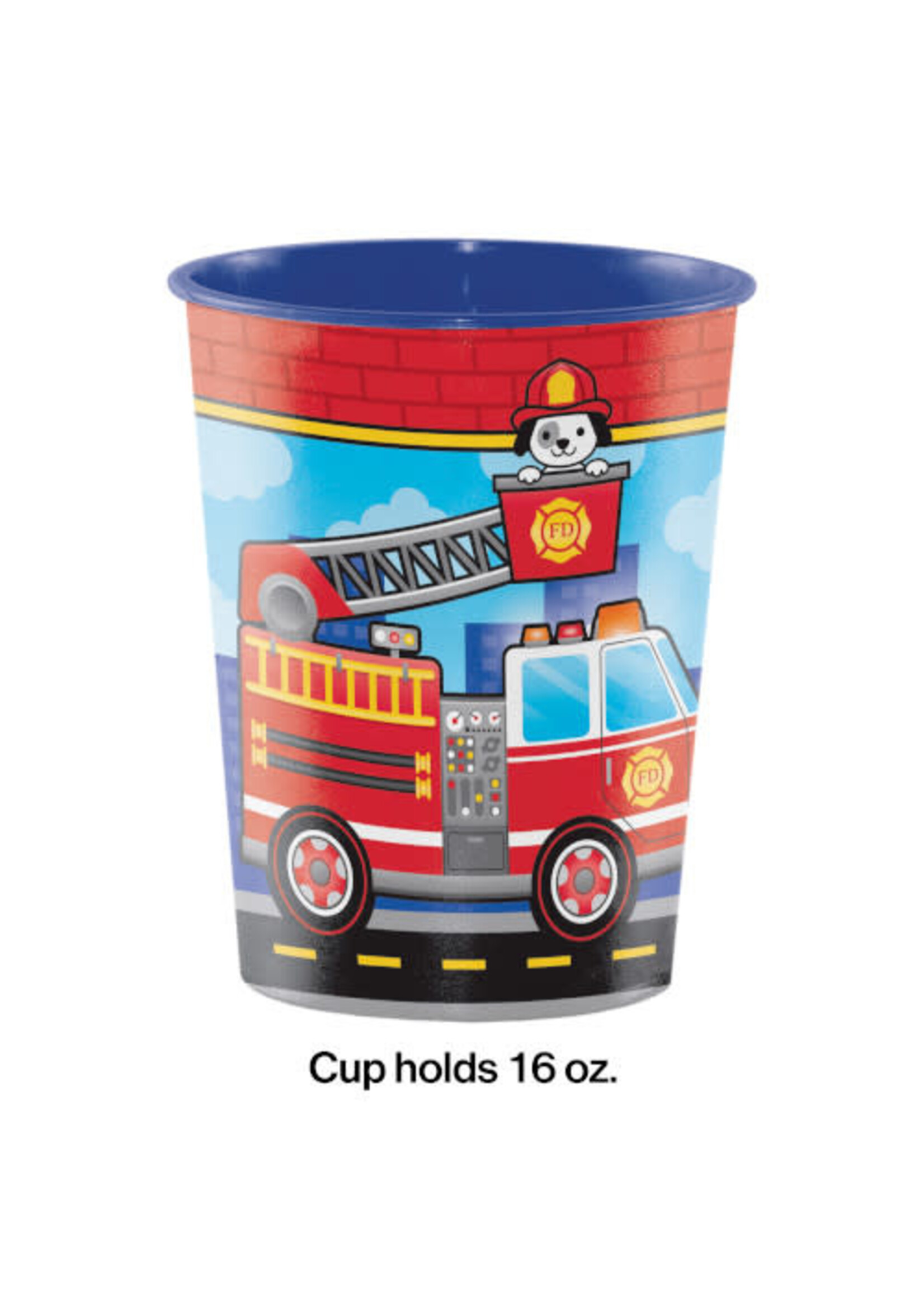 16oz. CUP FLAMING FIRE TRUCK