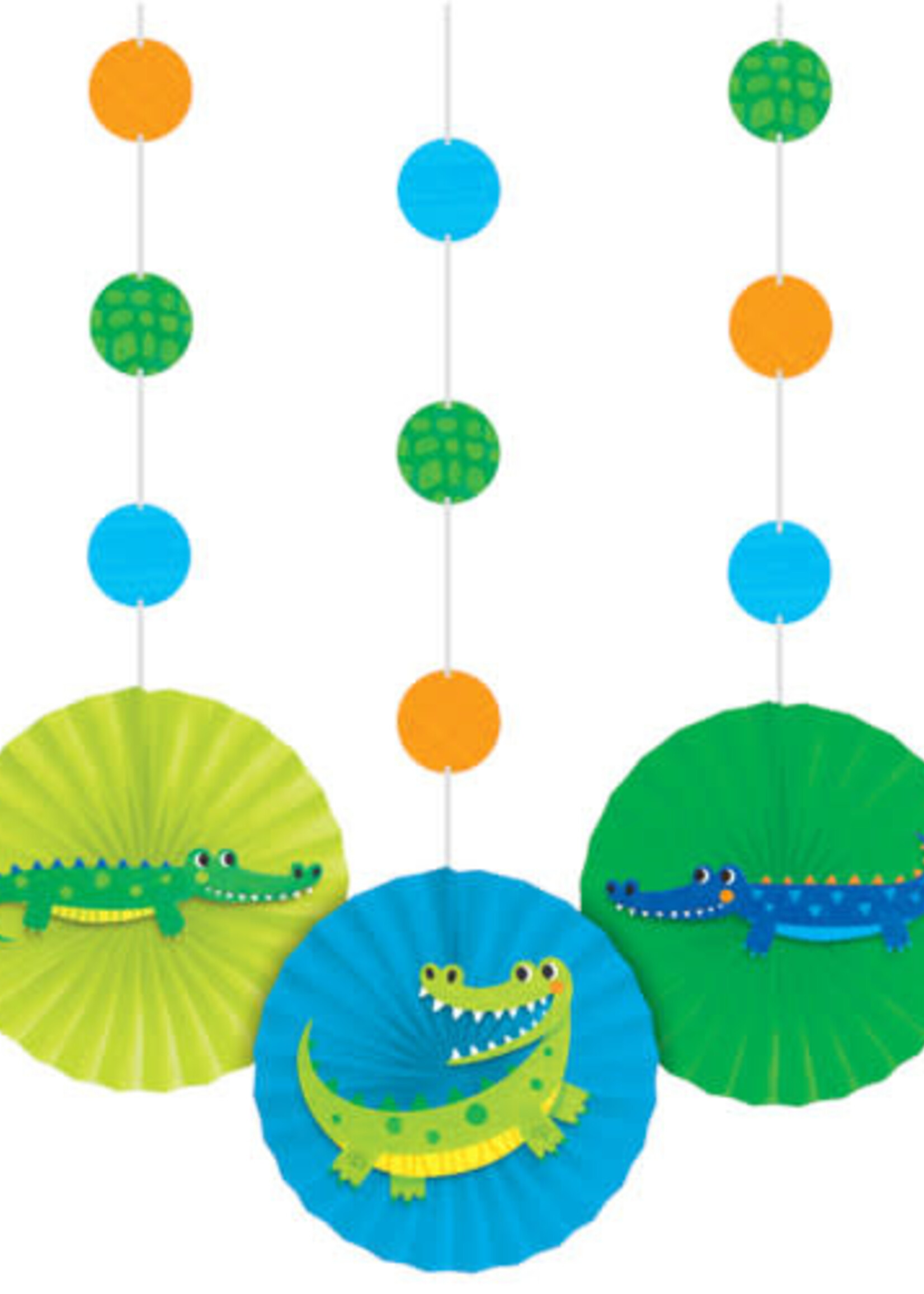 HANGING FANS 3/CT ALLIGATOR PARTY