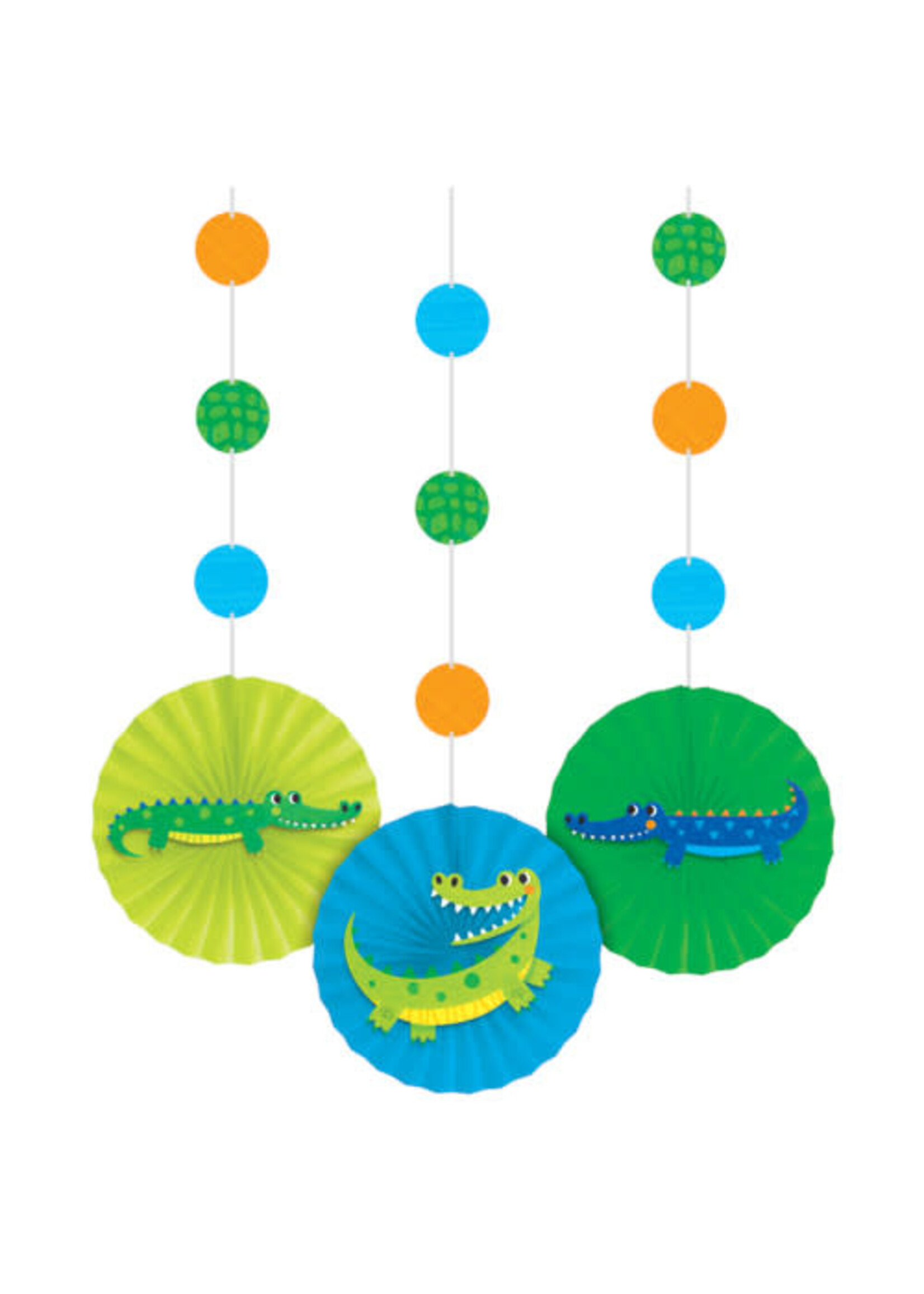 HANGING FANS 3/CT ALLIGATOR PARTY
