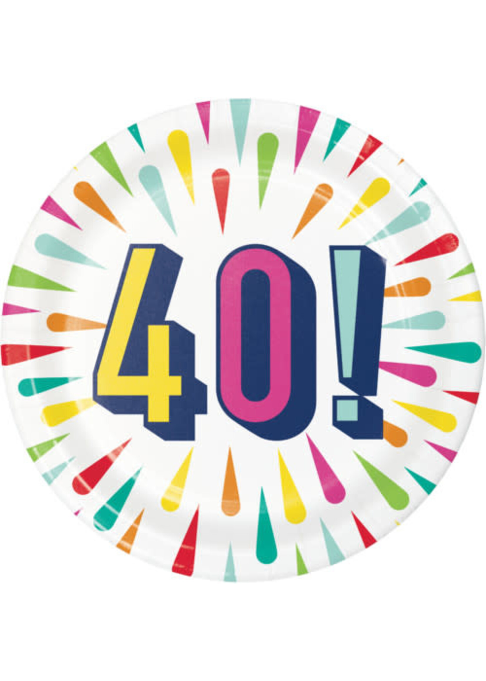 PLATES 8CT 40 BIRTHDAY BURST