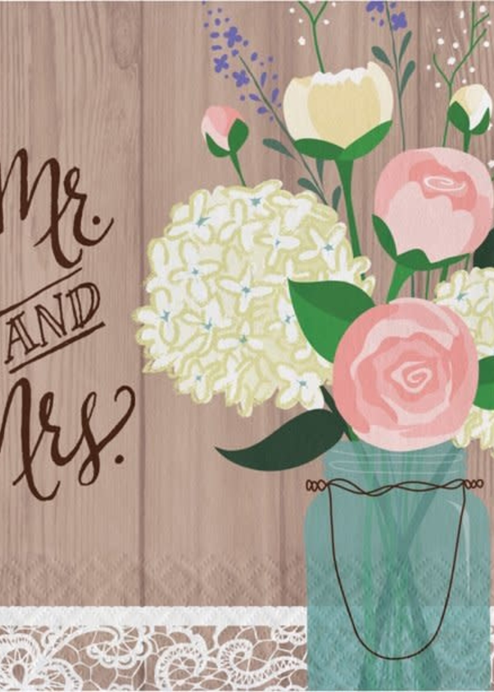 NAPKINS 16CT RUSTIC WEDDING MR/MRS