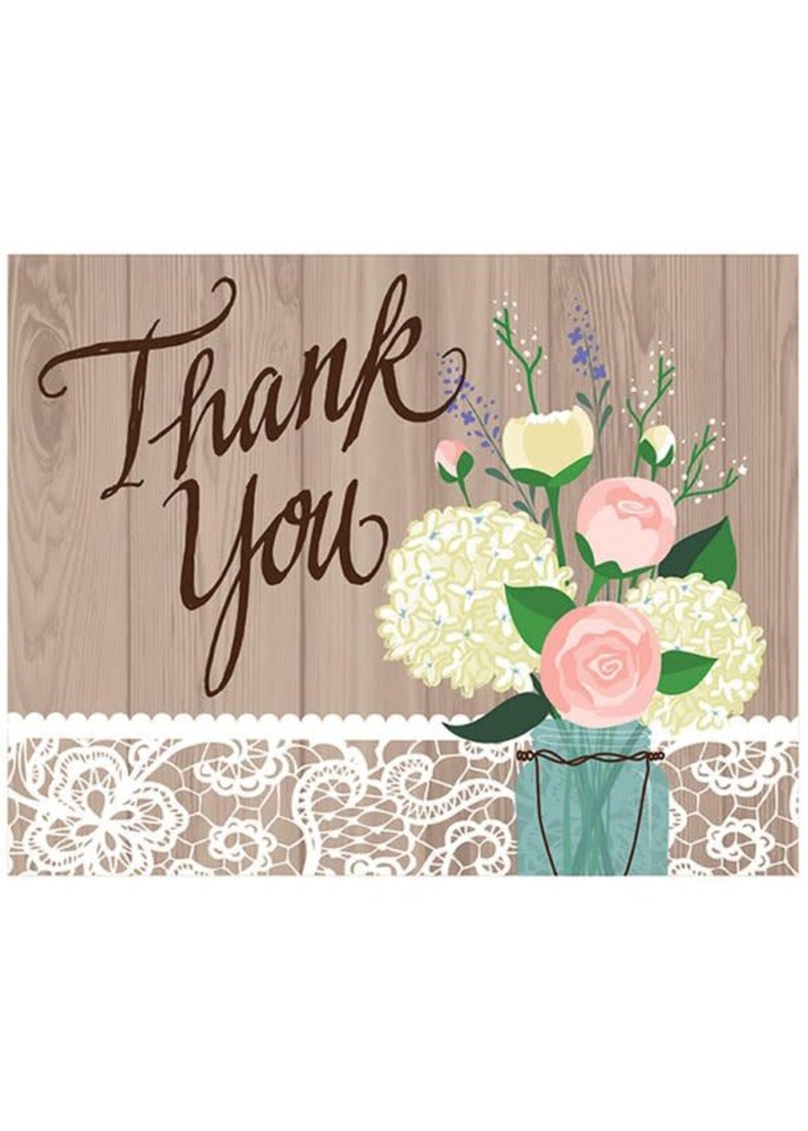 THANK YOU CARDS 8CT RUSTIC WEDDING