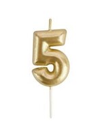 5 Mini Gold Numeral Candles