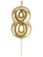 8 Mini Gold Numeral Candles