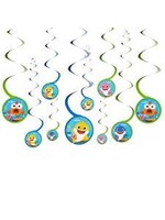 BABY SHARK 3  Hanging Swirl Decorations 26"L