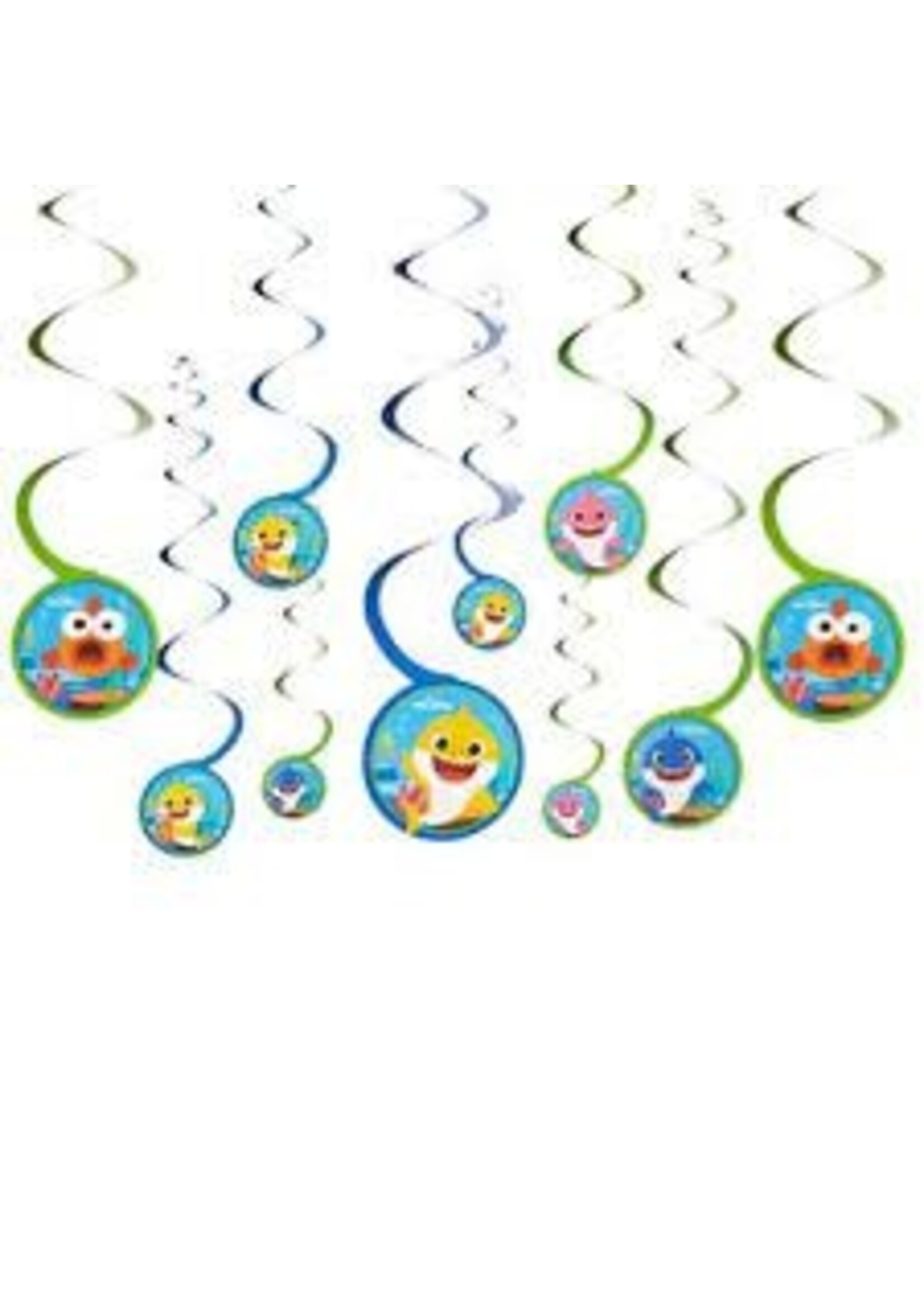 BABY SHARK 3  Hanging Swirl Decorations 26"L