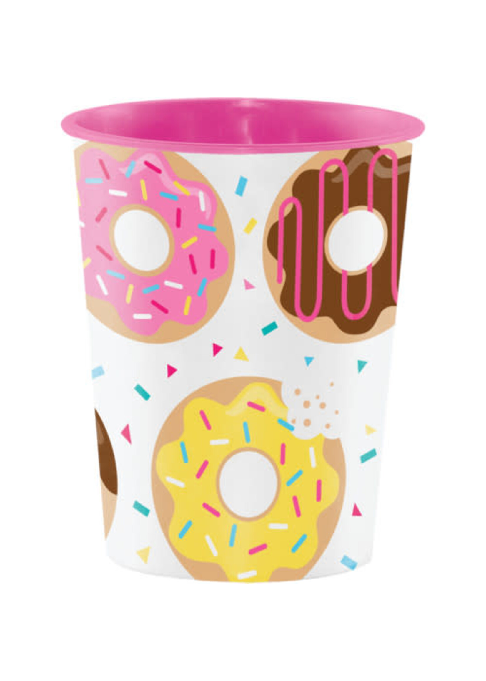 PLASTIC CUPS  16OZ 1CT DONUT TIME