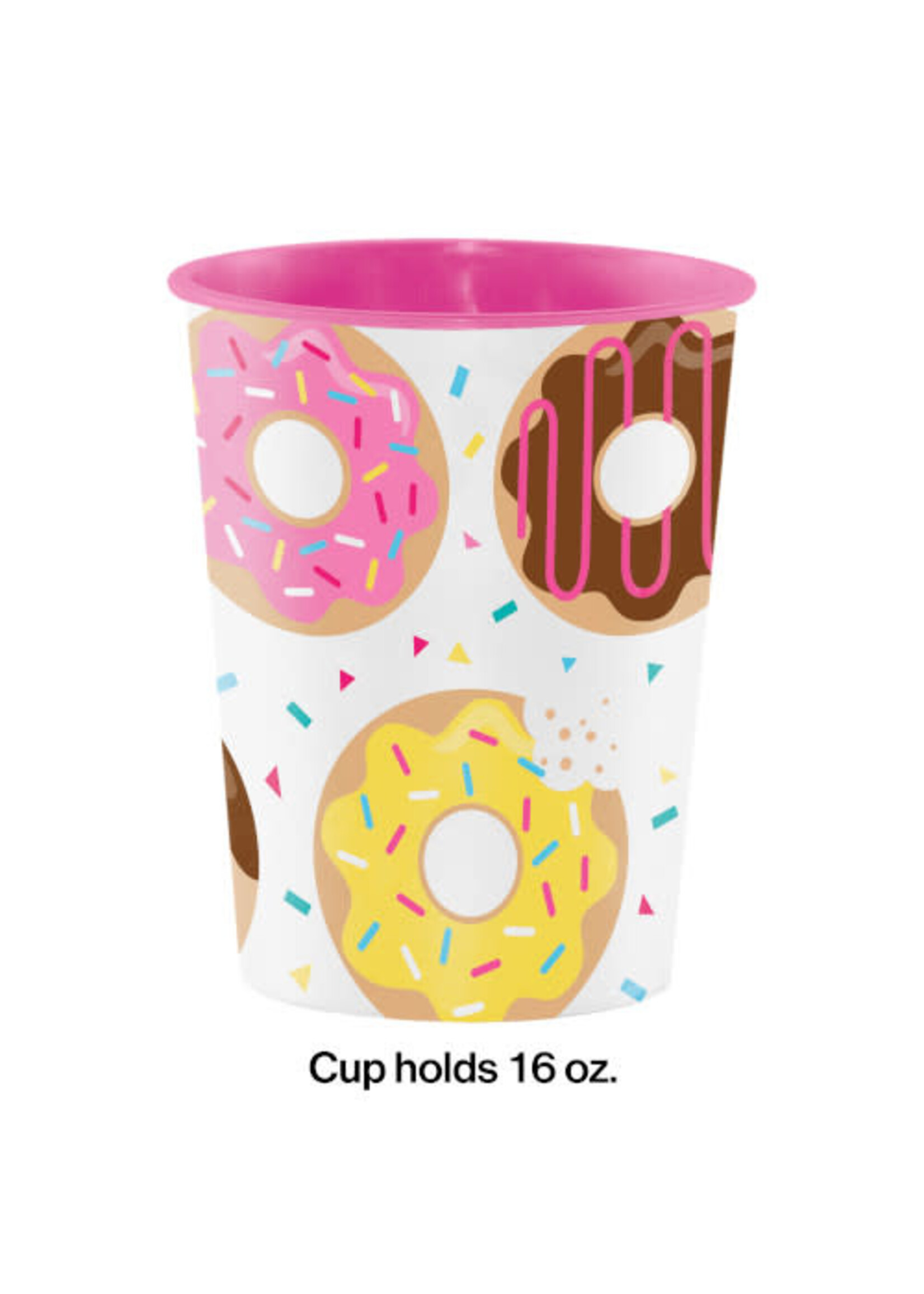 PLASTIC CUPS  16OZ 1CT DONUT TIME