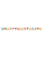 HAPPY BIRTHDAY  BANNER RIB 1CT DONUT TIME