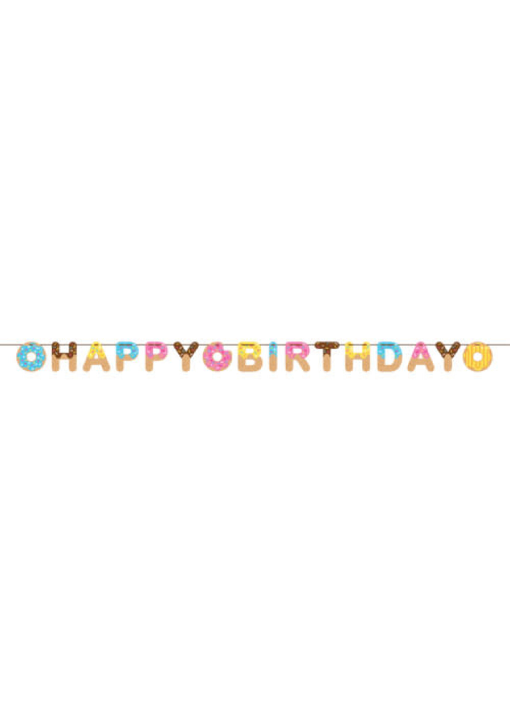 HAPPY BIRTHDAY  BANNER RIB 1CT DONUT TIME